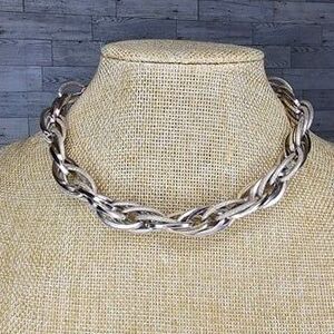 Vintage W. Germany Silver Tone Multi Textured Multi Link Necklace 14"L + 3"Ext